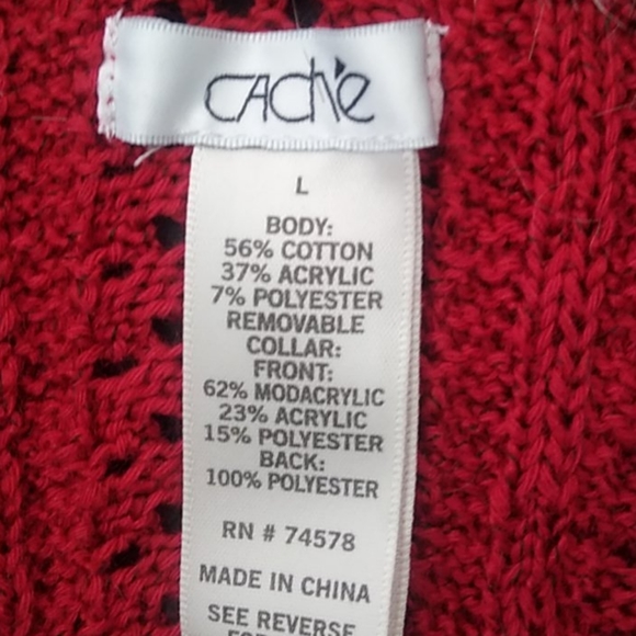 Cache Sweater Fur Red Burgandy Large Womans - Picture 10 of 10